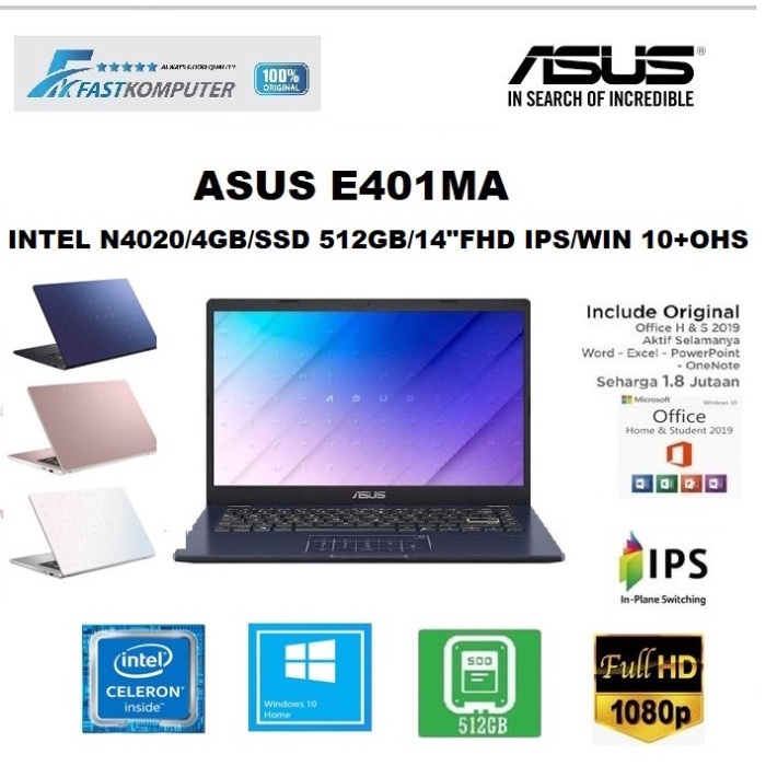 Jual Promo Toko Laptop Asus E410ma Intel N4020 Ddr4 4gb 512gb Ssd 14 W10 Ohs Shopee Indonesia 8223