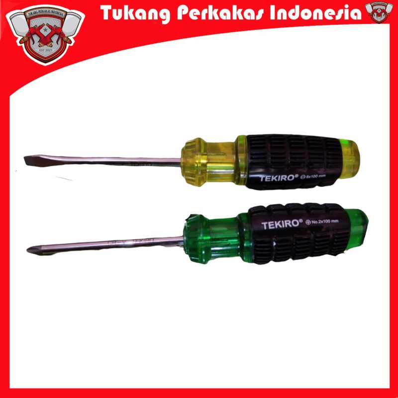 Jual TEKIRO 2PCS OBENG GAGANG KARET 4 INCH PLUS&MINUS PH2×100MM ...