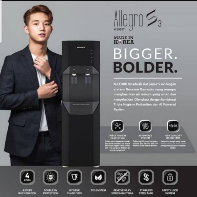 Jual ADVANCE REVERSE OSMOSIS ALLEGRO S3 BLACK DISPENSER FILTER AIR