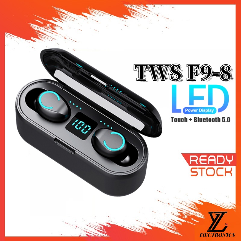 Jual ⚡tws-F9-8 Tahan Air Headset Tws F9 Bluetooth Earphone