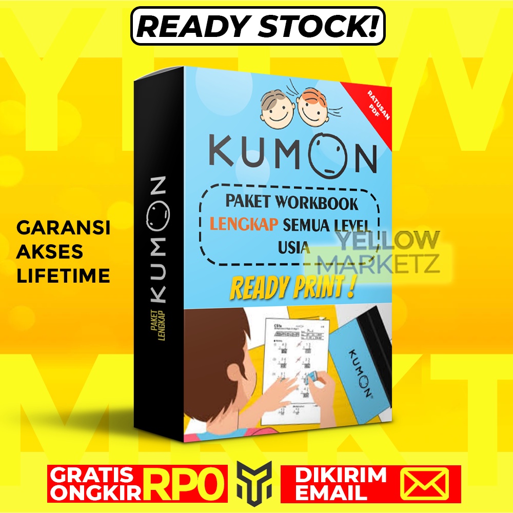 Jual PAKET WORKBOOK KUMON LENGKAP Semua Level Usia 28 THN Program