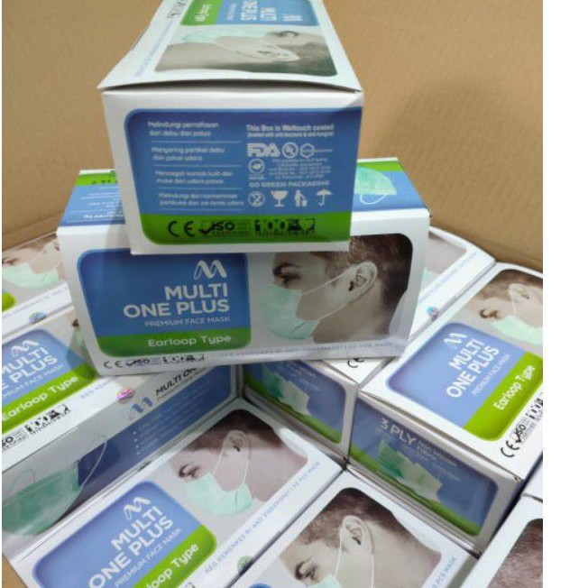 Jual Masker Multi One Plus 3ply Earloop 1box | Shopee Indonesia