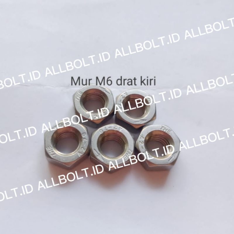 Jual Baru (Paket 5Pcs)Mur Baut 10 Terbalik Stainless Mur Drat Kiri 10 ...