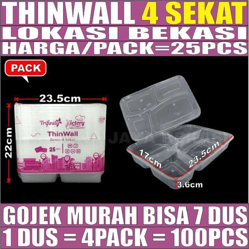 Jual Thinwall Sekat 4 Box 25pcs Perpack Food Container Tray Kotak Makan ...