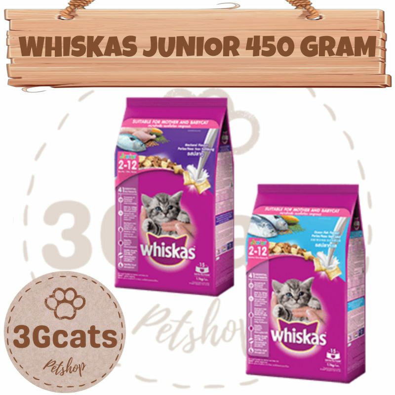 Jual Whiskas Dry food Junior Mackerel ocean fish 450 gr fresh pack