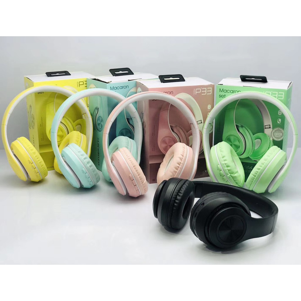 Headphone Macaron P33 Headset Bluetooth Inpods