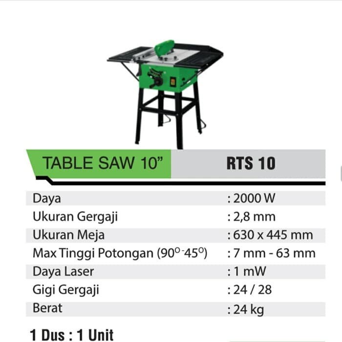 Jual RYU RTS 10 Table Saw Heavy Duty Meja Potong Kayu + KAKI MEJA ...