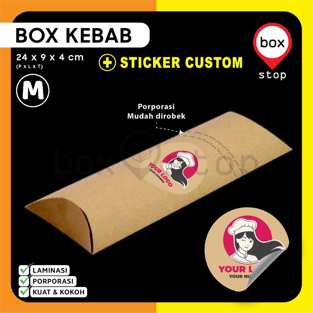 Jual Paket Combo Box Kotak Dus KEBAB + Stiker Logo Custom (50 Set ...