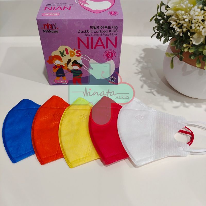Jual NIAN CARE DUCKBILL KIDS EARLOOP 3PLY SURGICAL ISI 50 PCS ( MIX ...