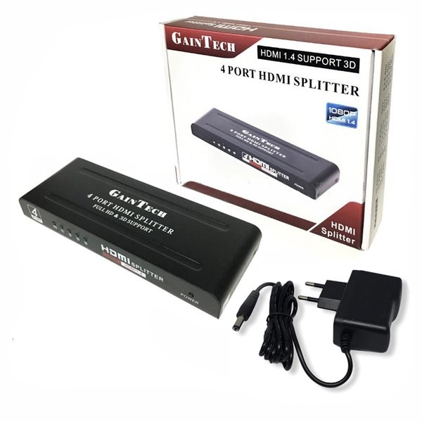 Jual Splitter HDMI 1-4 Gaintech 4 Port HDMI Splitter - GARANSI RESMI ...