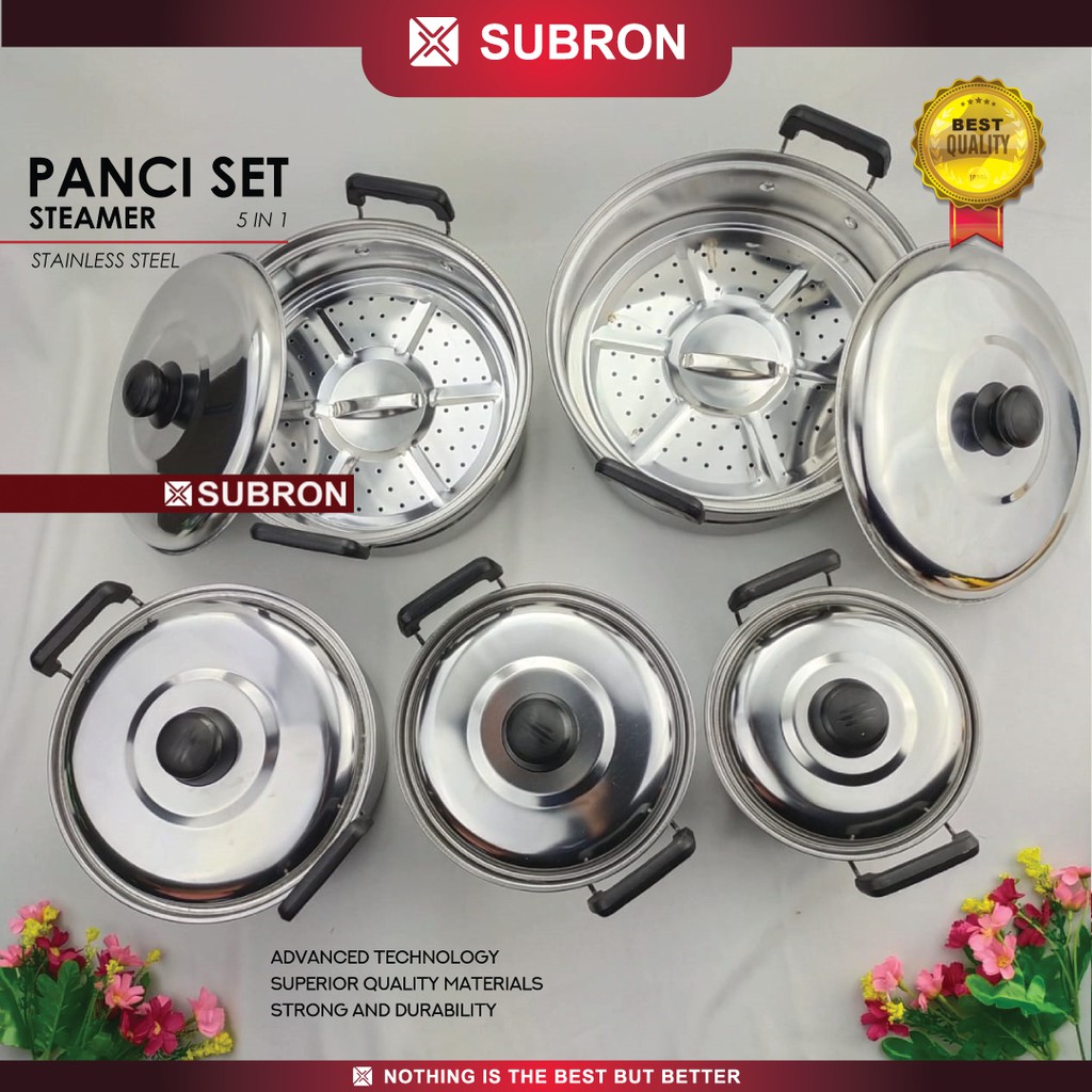 Jual SUBRON Panci Set 5 IN 1 Panci Sup Kukus Stainless Steamer Soup pot ...