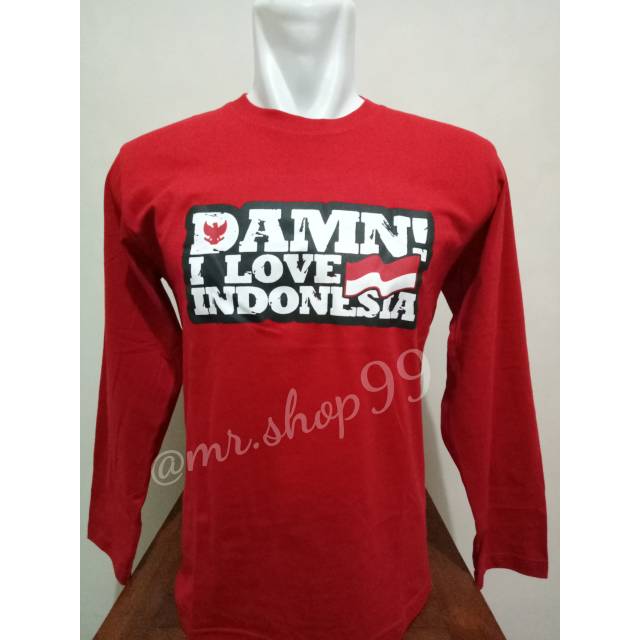 Jual Kaos Damn I Love Indonesia Lengan Panjang (Merah) | Shopee Indonesia