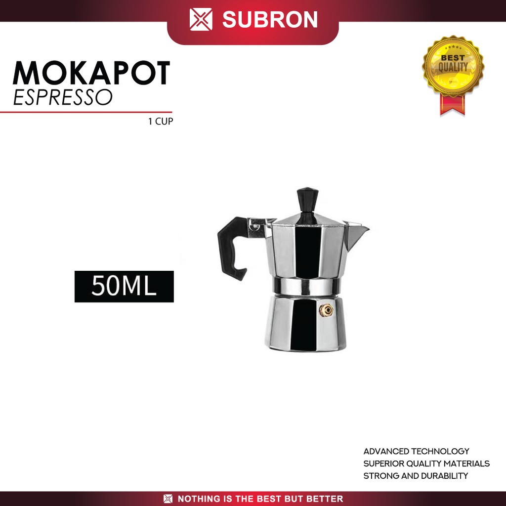 Jual SUBRON Mokapot 1 Cup 50ML Alumunium Coffee maker ESPRESSO Moka pot ...