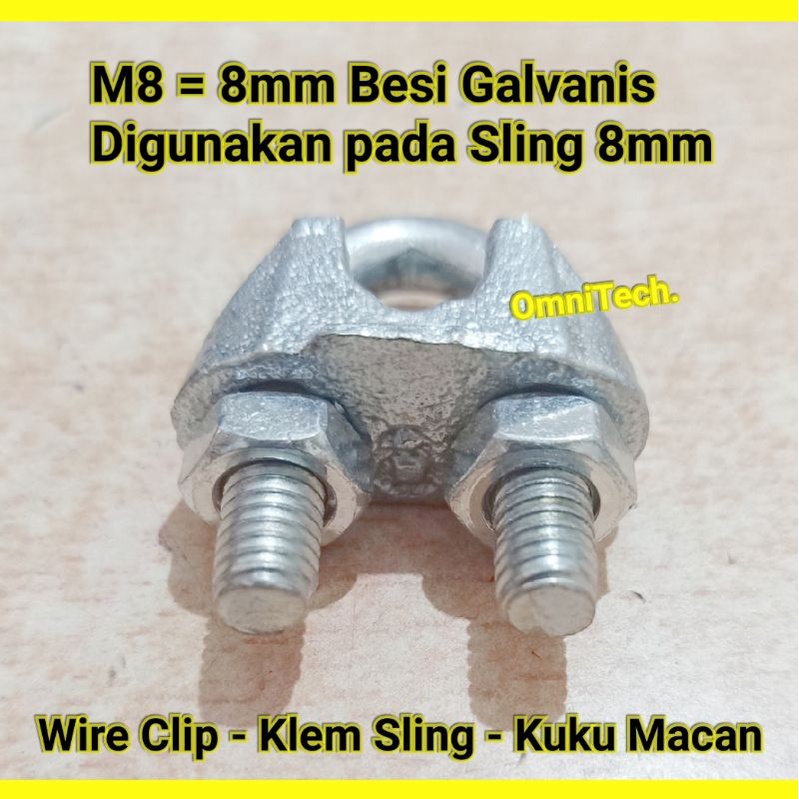 Jual Klem Sling Seling Kuku Macan Wire Clip M8 Besi Galvanis 8 mm 5/16 ...