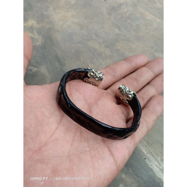 Jual Gelang Akar Bahar Merah Body Hitam Model C Variasi Alpaka Bali