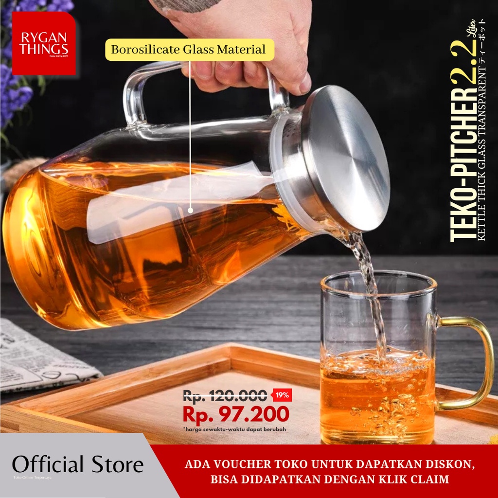 Jual Teko Pitcher Teh Chinese Teapot Maker Glass 22 Liter Shopee Indonesia 5521