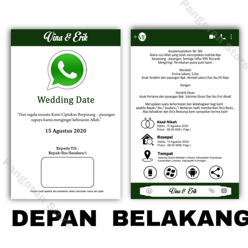 Jual Undangan pernikahan murah simple tema whats app-wedding invitation