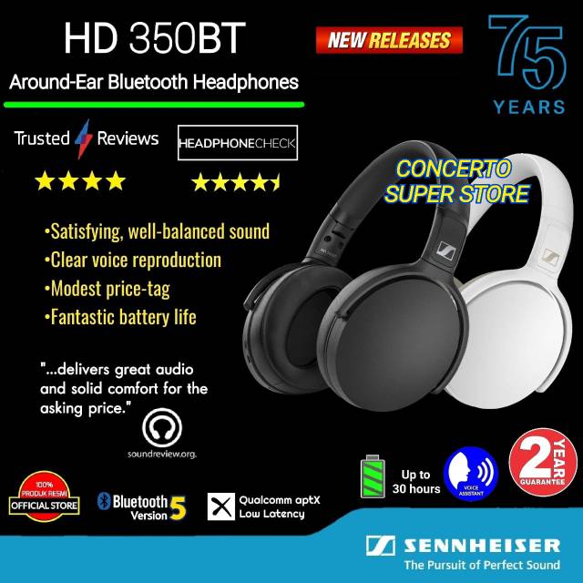 Jual Sennheiser HD350BT / HD 350BT / HD350 BT Over-Ear Bluetooth ...