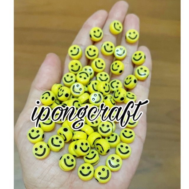Jual Mote Smile Kuning 1CM /Manik smile Kuning / Smile beads | Shopee ...