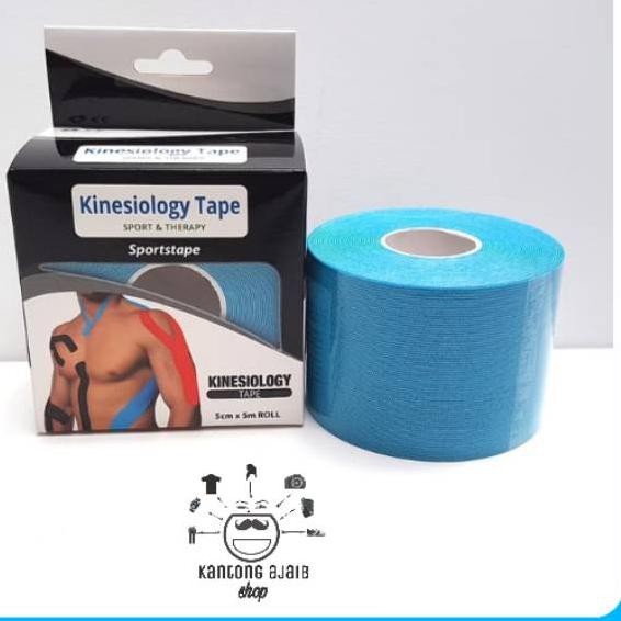 [ Sedang Hangat ] f-10 >> (WARNA BIRU MUDA+BOX)Kinesio Tape / Tapping /  Kinesiology Tape 5cm x 5m MU