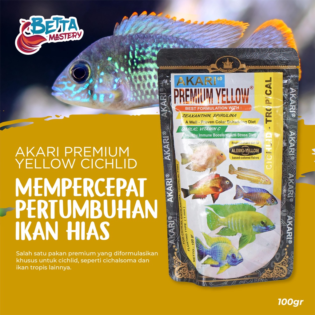 Jual Akari Premium Yellow Cichlid Tropical Gram Pakan Ikan Hias Cichlid Ikan Hias Tropis