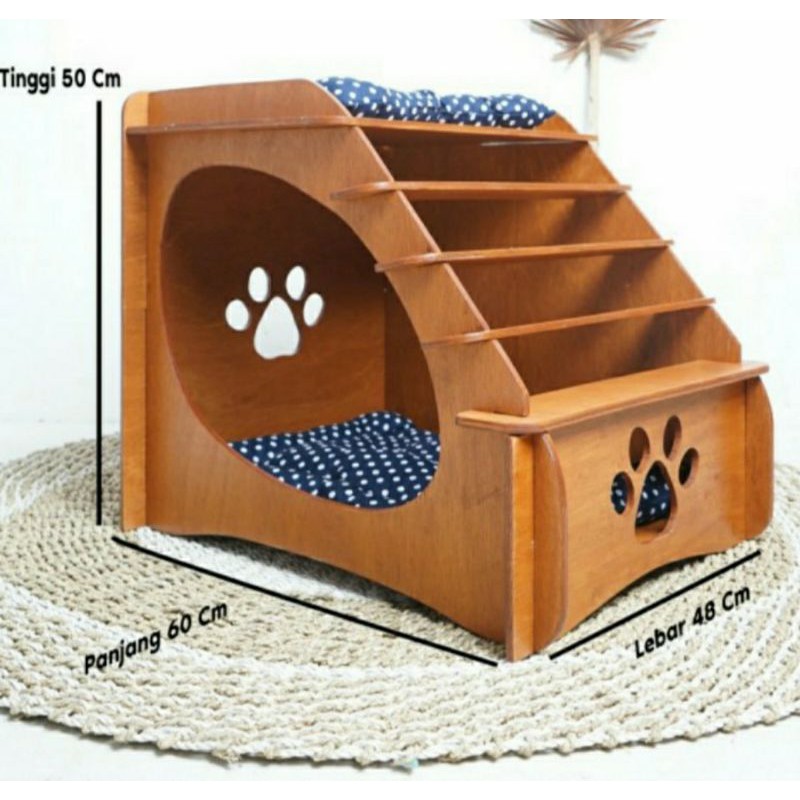 Jual rumah kucing kayu tingkat kandang kucing rumah hewan | Shopee