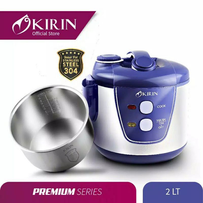 Jual KIRIN Rice Cooker Kapasitas 2 Liter Stainless Steel KRC-389 SS Original | Shopee Indonesia