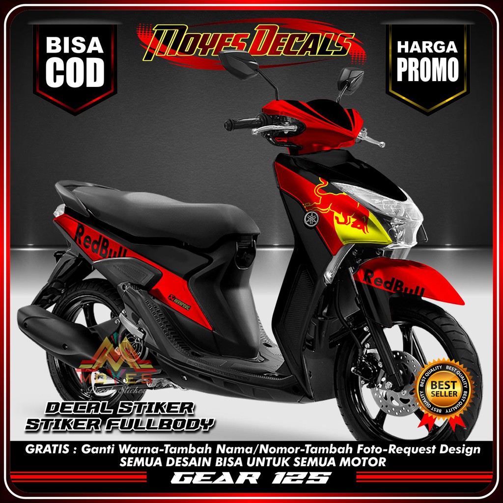 Jual stiker decal yamaha gear 125 redbull - stiker motor yamaha gear ...