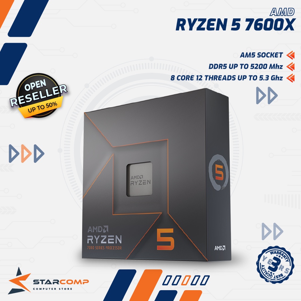 Jual Amd Ryzen 5 7600x 6 Cores 12 Threads Processor Am5 Up To 53ghz 5600 X Shopee Indonesia 4153