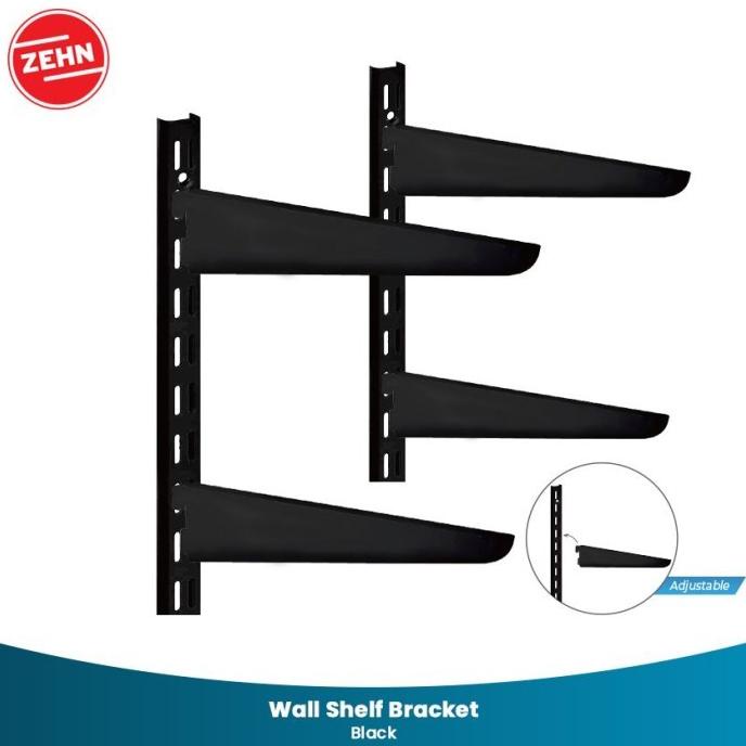 Jual Ready Zehn Black Wall Shelf Bracket Kit (Set) | Shopee Indonesia