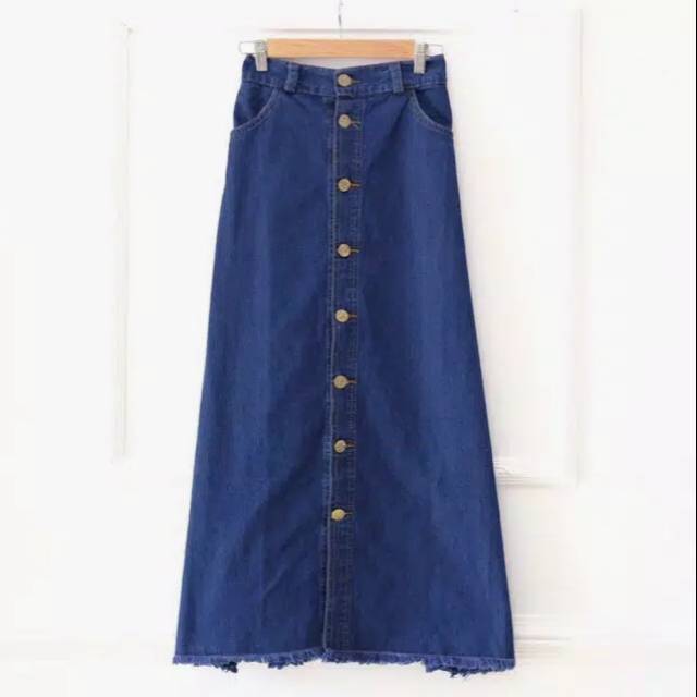 Jual ROK JEANS BUTTON SKIRT (JEANS WASH) | Shopee Indonesia