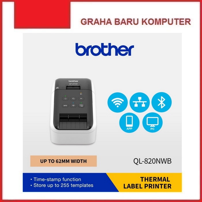 Jual Brother Ql-820nwb Printer Label Thermal Laminated Sticker 