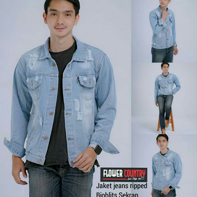 Style jaket hot sale jeans pria