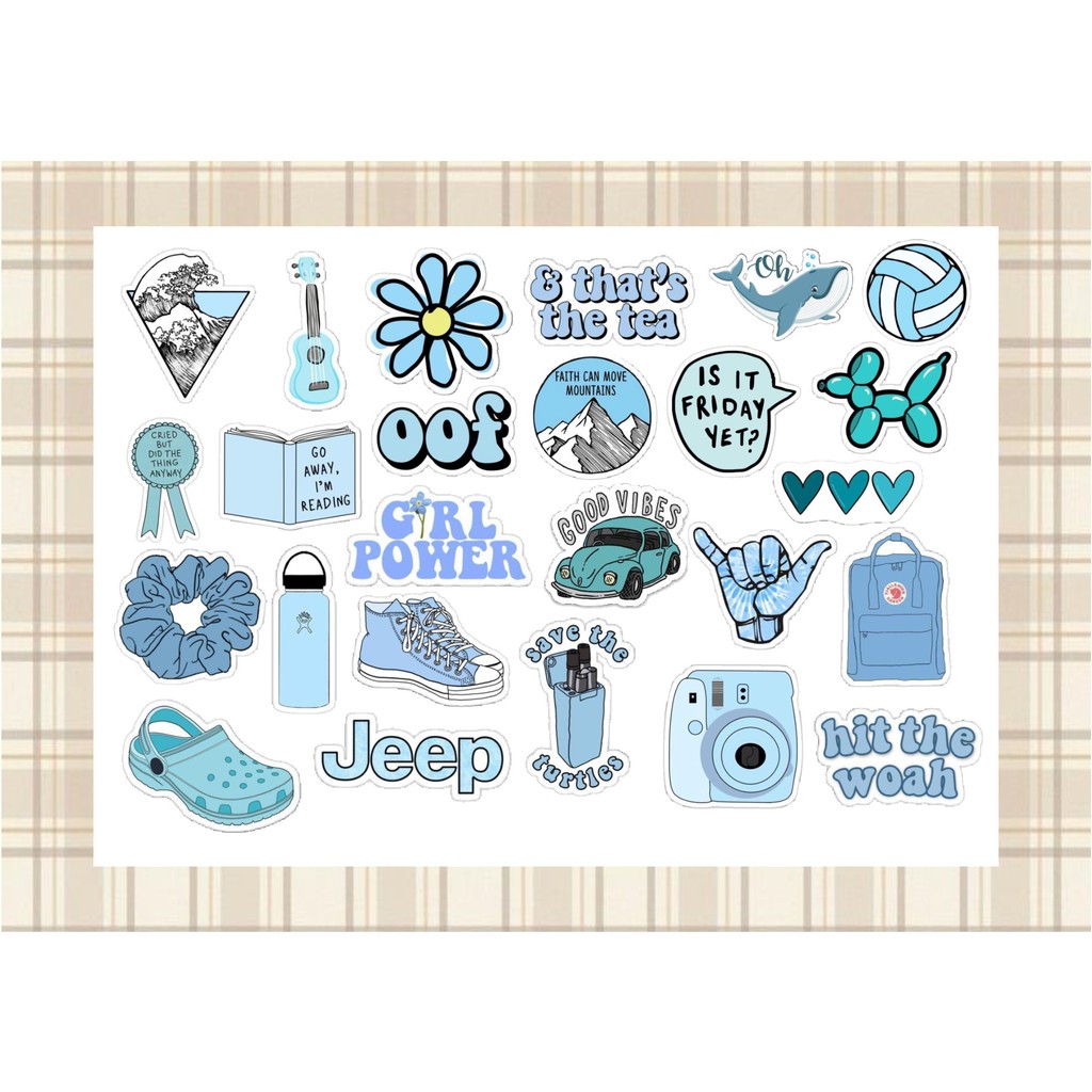 Jual BLUE AESTHETIC STICKER (25 PCS) | Shopee Indonesia
