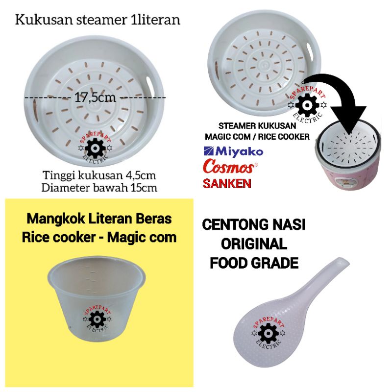 Jual STEAMER KUKUSAN / GELAS TAKARAN / CENTONG UNTUK MAGIC COM - RICE ...