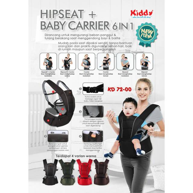 Jual KIDDY Gendongan Hipseat + baby carrier 6in1 ( 7200 ) Shopee