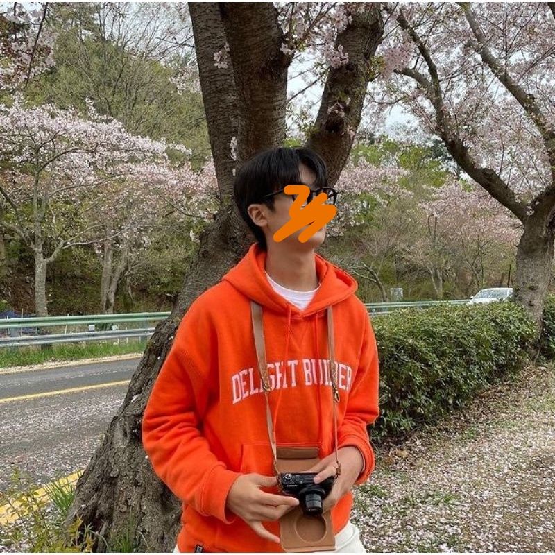 Jual Hoodie Orange Oren DELIGHT BUILDER Korean Style Idol