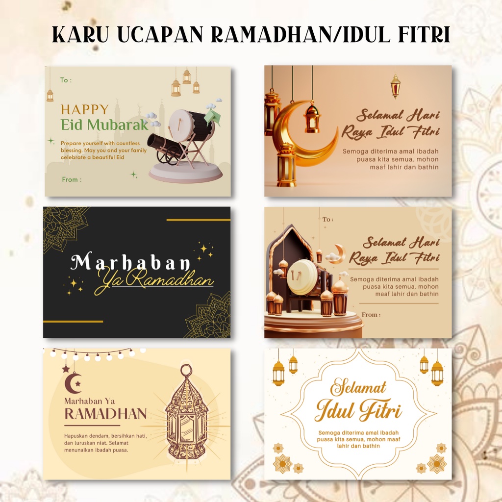 Jual (ISI 18 PCS) KARTU UCAPAN IDUL FITRI / RAMADHAN - KARTU UCAPAN ...