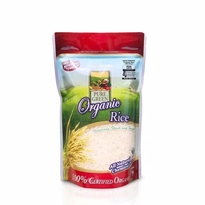 Jual Puregreen Organic Rice Beras Organik Pulen Wangi (Fragrant Rice) 1 ...