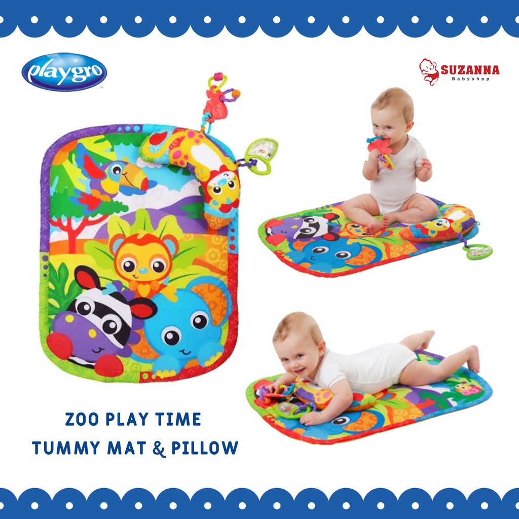 Playgro zoo play time tummy time mat and hot sale pillow