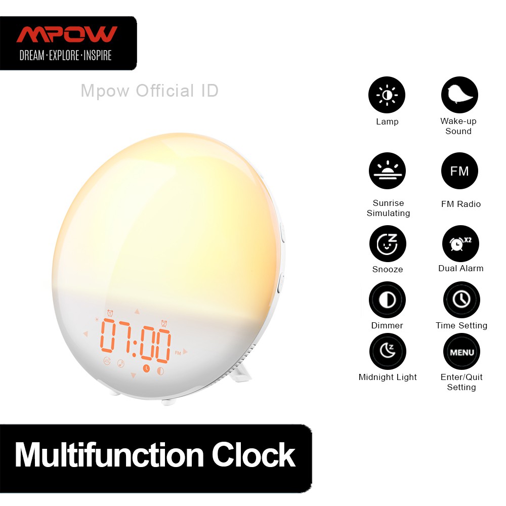 Jual MPOW Pictek Wake Up Light Alarm Clock with 6 Alarm Sound