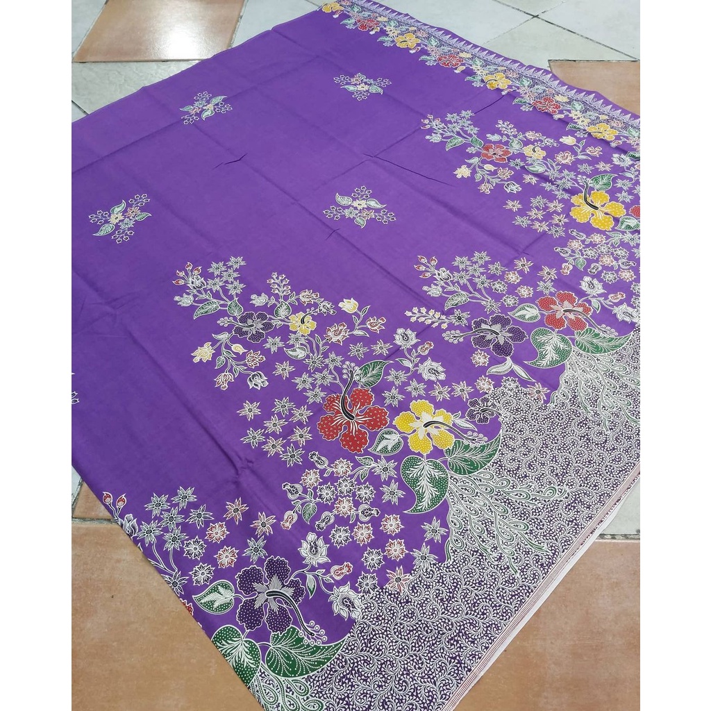 Jual Kain Batik SOLO motif kembang setaman warna ungu | Shopee Indonesia