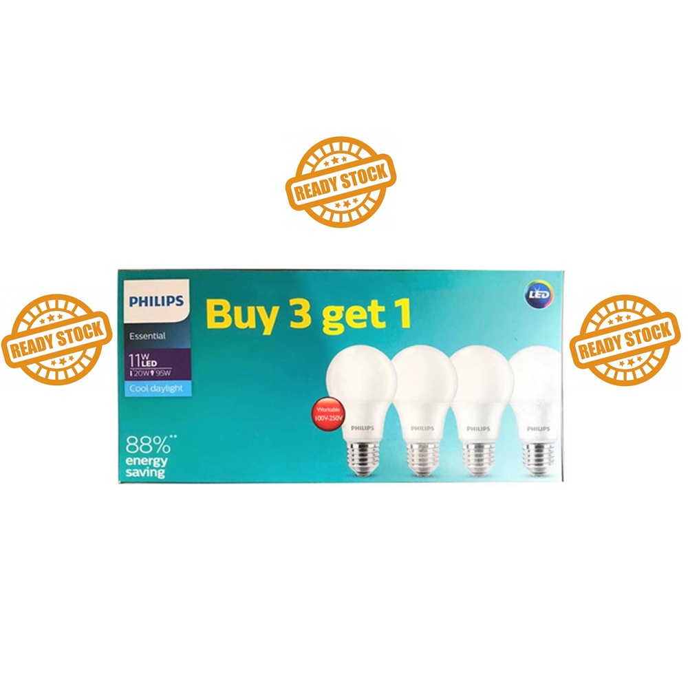 Jual (GROSIR) Lampu Philips LED Ess Paket 11 Watt Putih - LED Essential ...