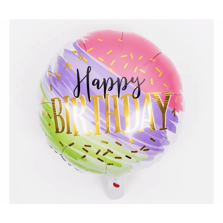 Jual Balon Bulat Motif Happy Birthday Cm Balon Foil Bulat Hbd Part Shopee Indonesia