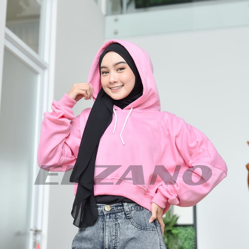Oversize Crop Hoodie Hoodie Oversize Wanita Kekinian