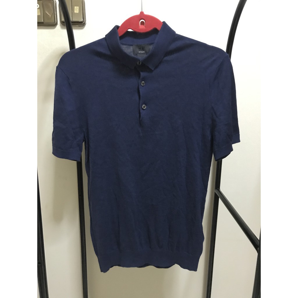H&M Silk Blend Polo Shirt Modern Classic Kaos H&M Kerah Campuran Sutera
