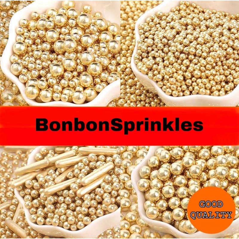 Jual Gold sprinkle bulat, gold sprinkle panjang, sprinkle mutiara cake ...