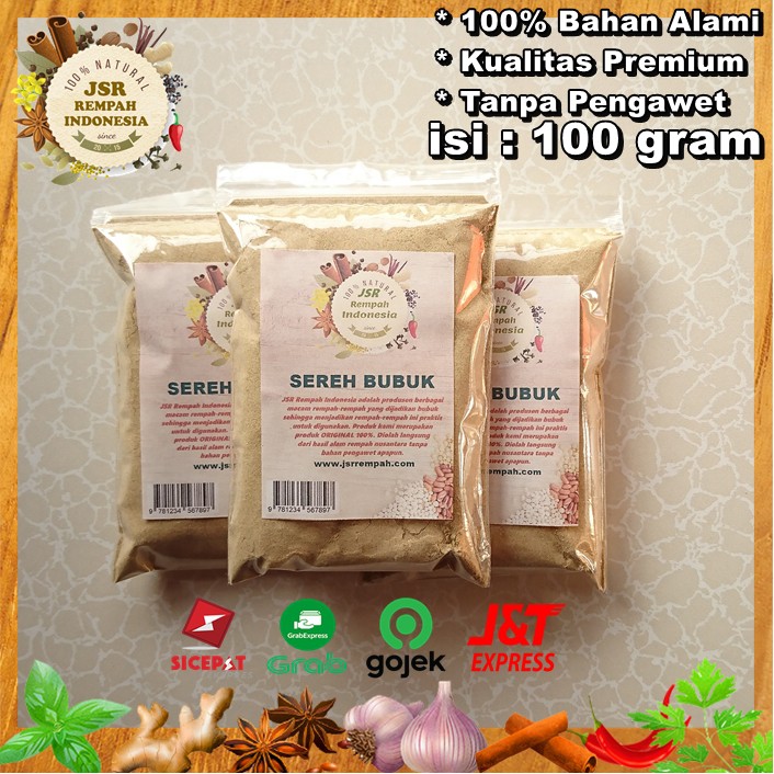 Jual SEREH BUBUK SERAI BUBUK ASLI ISI 100 GRAM LEMONGRASS POWDER ...