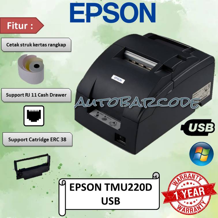 Jual PRINTER KASIR DOT MATRIX EPSON TMU-220D USB 76MM | Shopee Indonesia