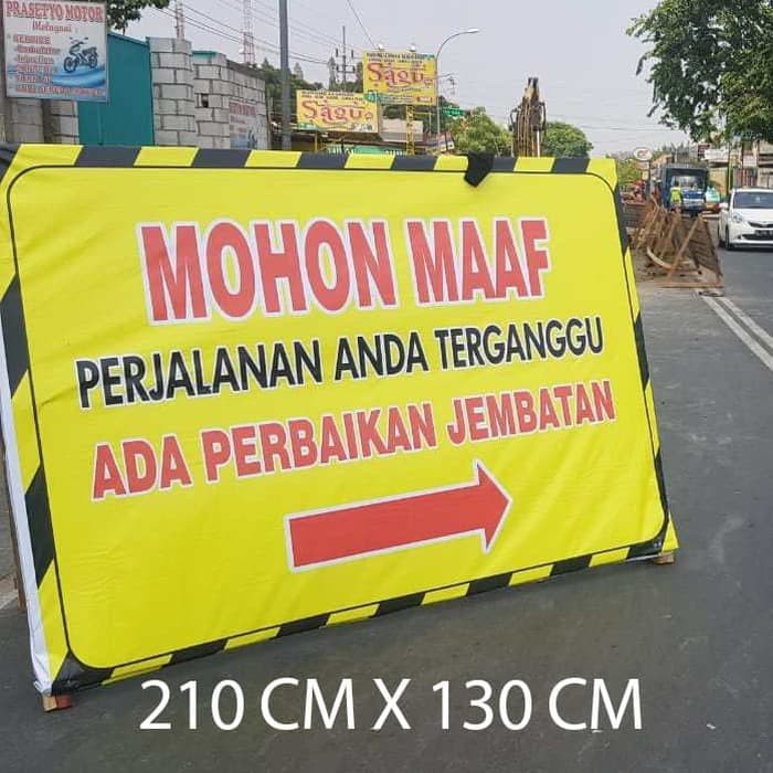 Jual SPANDUK/BANNER RAMBU PERINGATAN PERBAIKAN JALAN/JEMBATAN uk